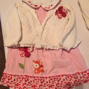Gymboree Fox and flower sweater, dress and onesie